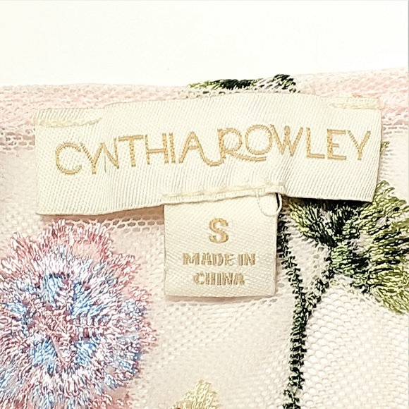 Cynthia Rowley Bell Sleeve Embroidered Mesh Top - Picture 4 of 5